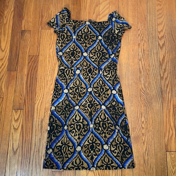 ANTONIO Melani Baroque Damask Print Sheath Dress size XS stretch - Picture 3 of 8